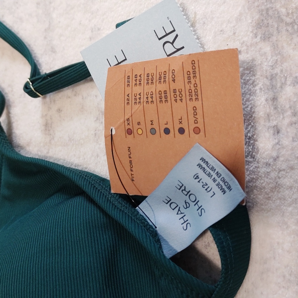 Shade & Shore Green Swimwear Top New L (12-14) - Picture 2 of 3